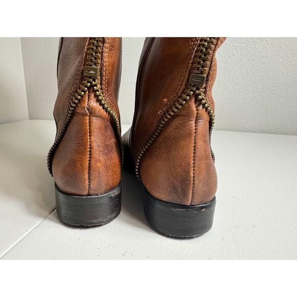 Arturo Chiang women's boots AT-Falicity tan leather buckle riding zipper Sz 7.5 - Picture 6 of 9